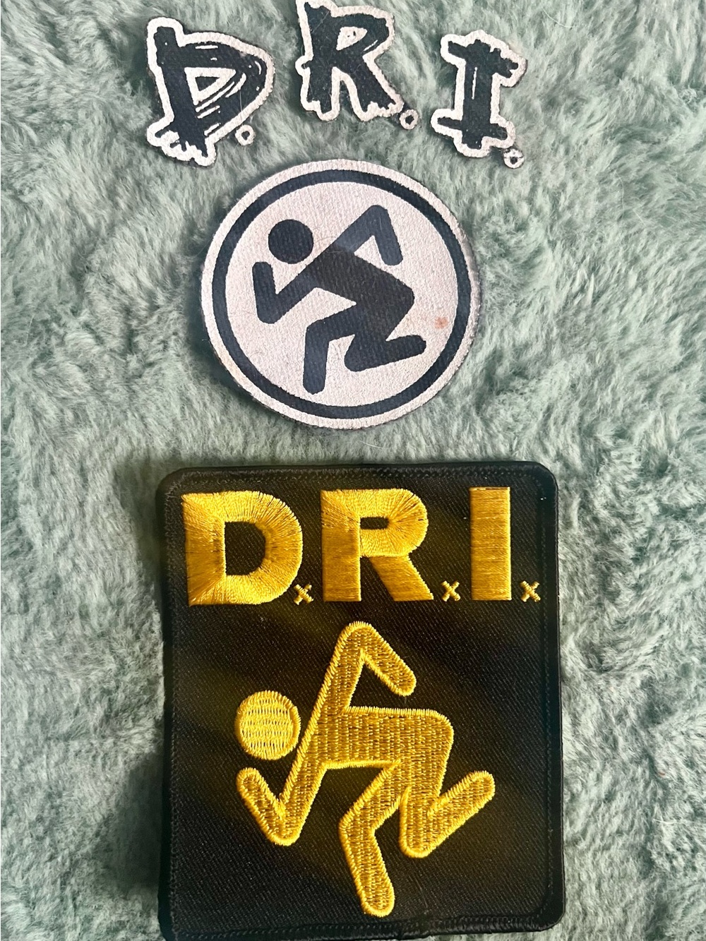 DRI Band Logo Iron-On Patches - Black & Yellow